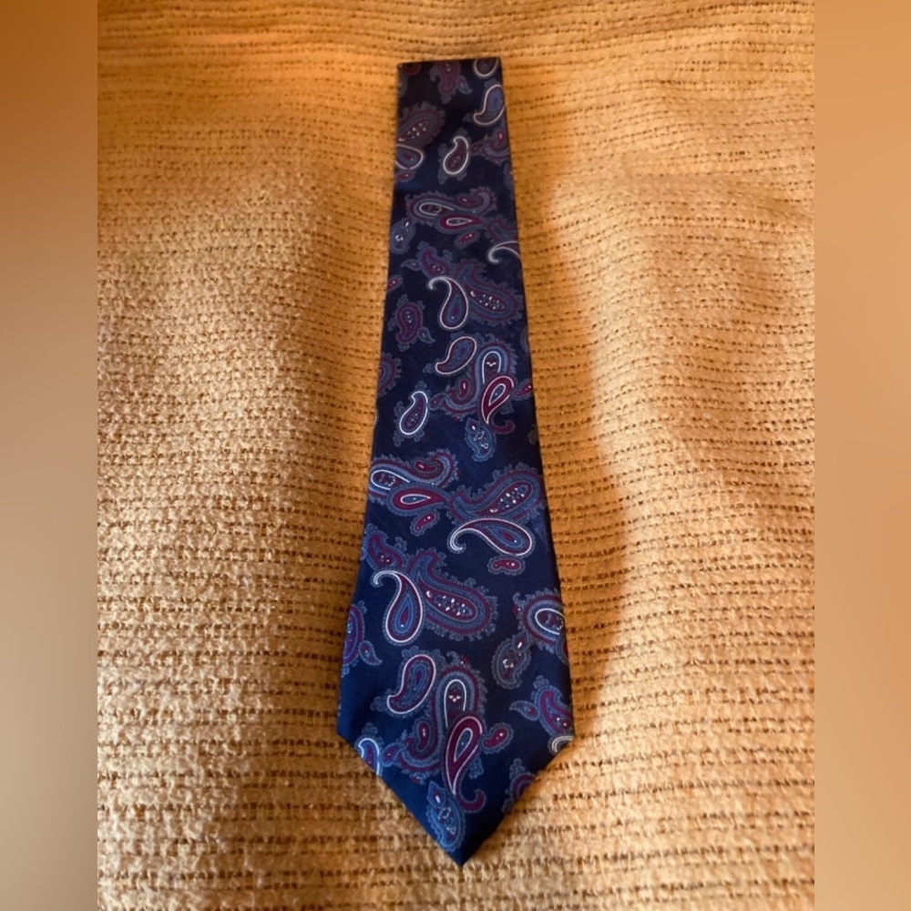 Mario Valentino Men’s Paisley Grey Tie, 100% Italian Silk, United States